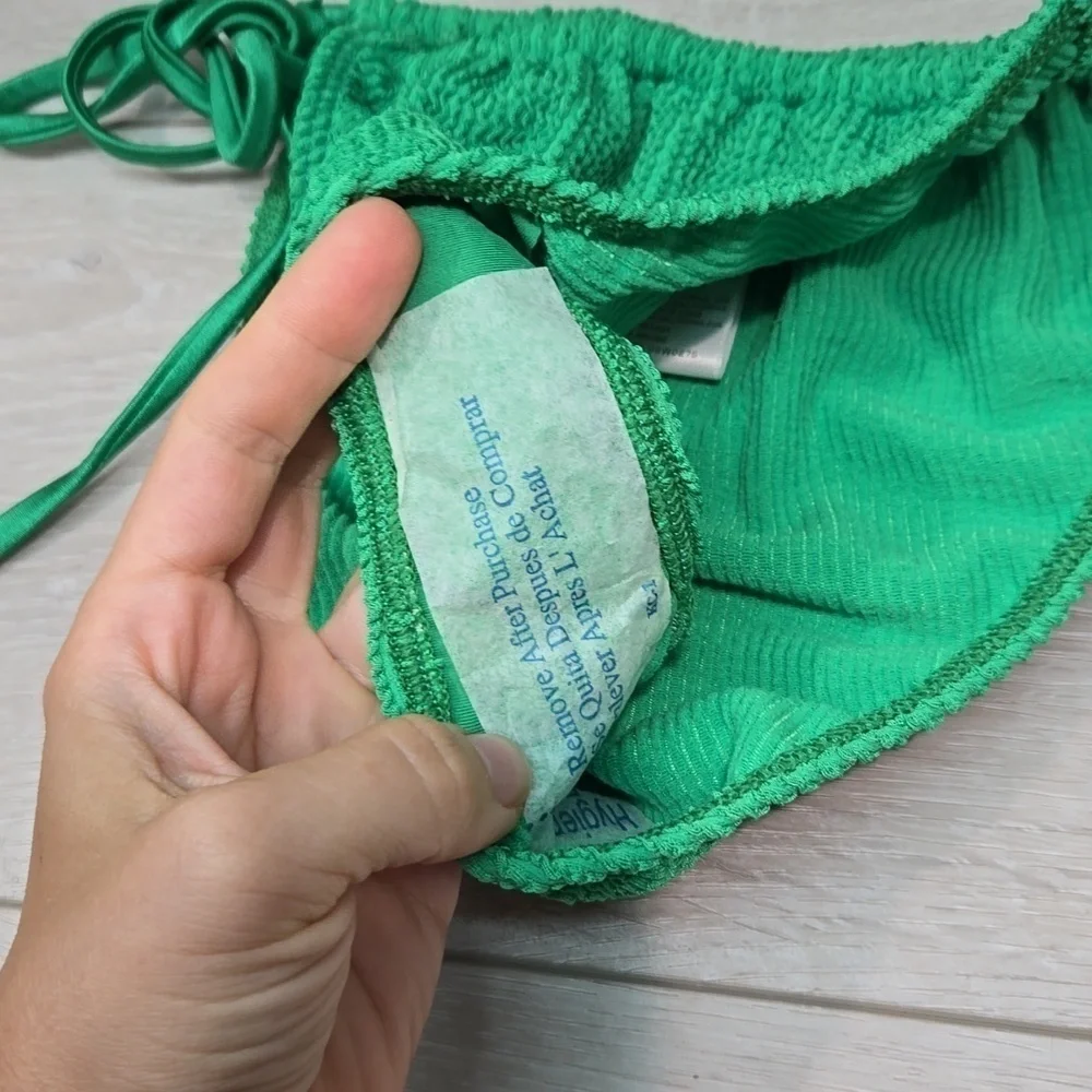 NWT Good American Women Summer Green Side Tiny Ties swim bottom sz 3/4 L/XL